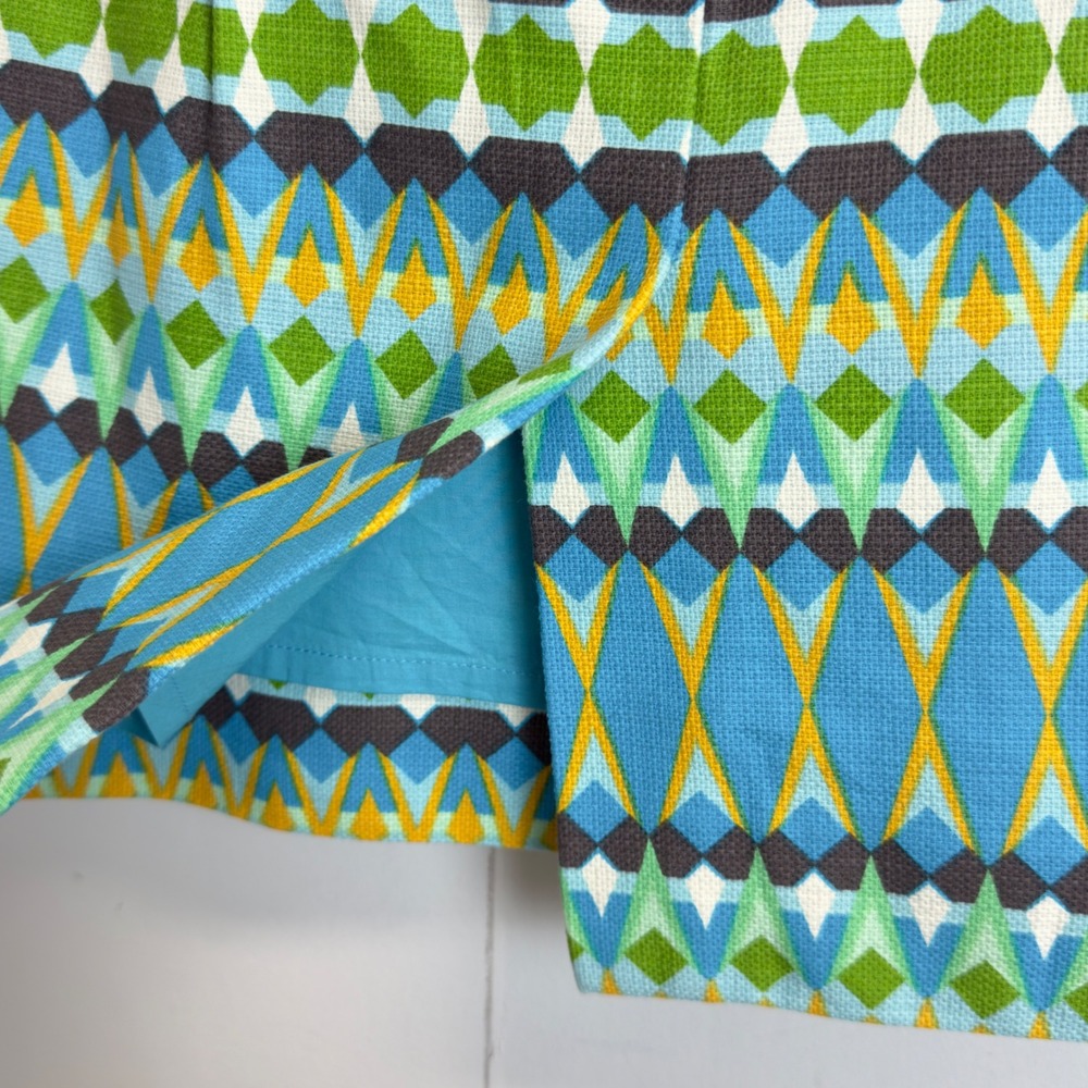Geometric Diamond Print Pencil Skirt Womens 2 Blue Green Knee‎ Length Graphic - Picture 9 of 12
